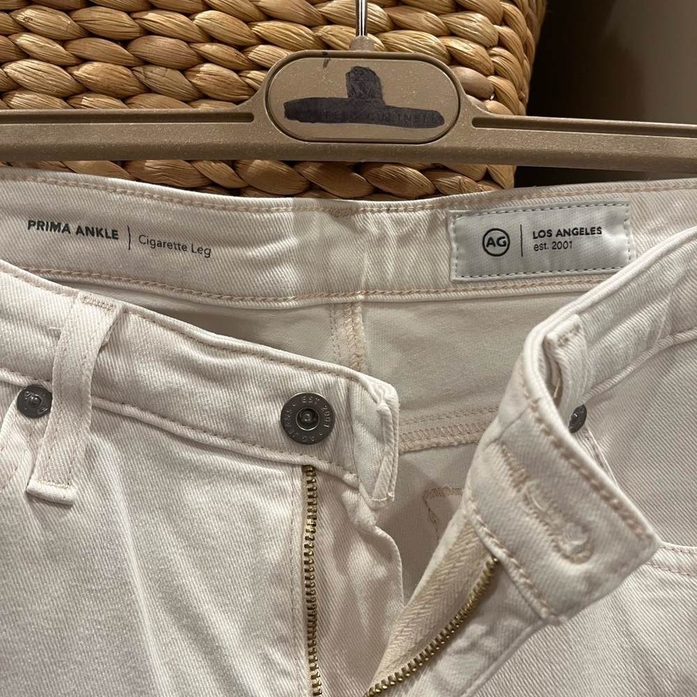 AG Adriano Goldschmied Women's White Straight Leg Jeans - Picture 2 of 4